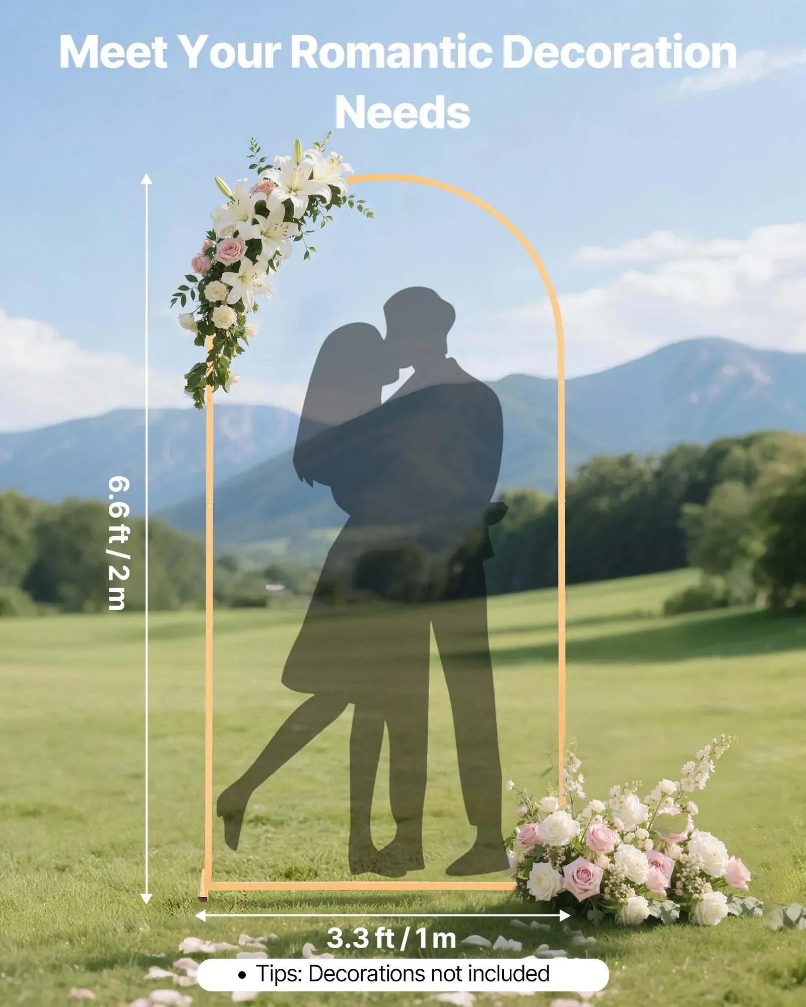 Arch Backdrop Stand, 2 x 1 m, Stable Structure, Easy Assembly, 1 Set Gold view 4