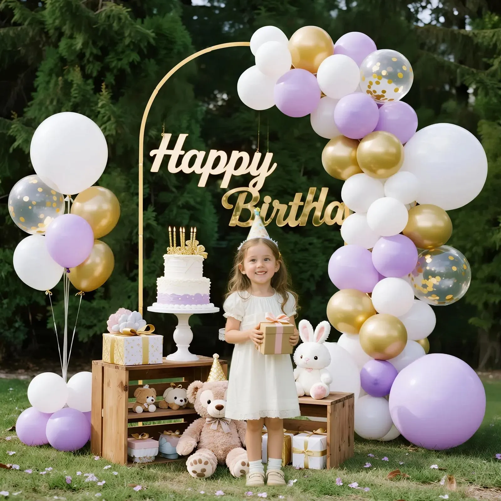 Arch Backdrop Stand, 2.2 x 1.2 m, Stable Structure, Easy Assembly, 1 Set Gold view 2