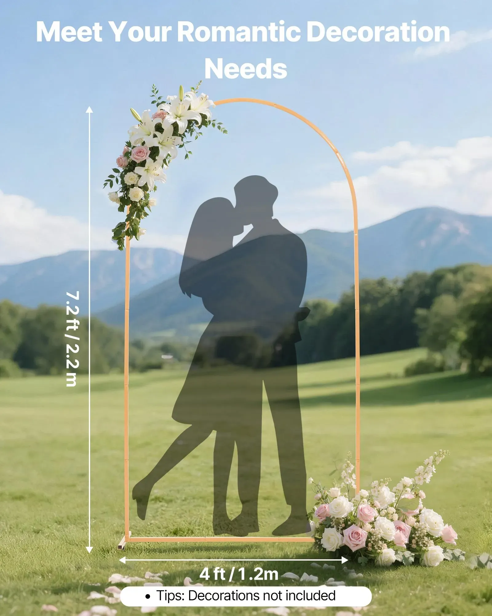 Arch Backdrop Stand, 2.2 x 1.2 m, Stable Structure, Easy Assembly, 1 Set Gold view 4