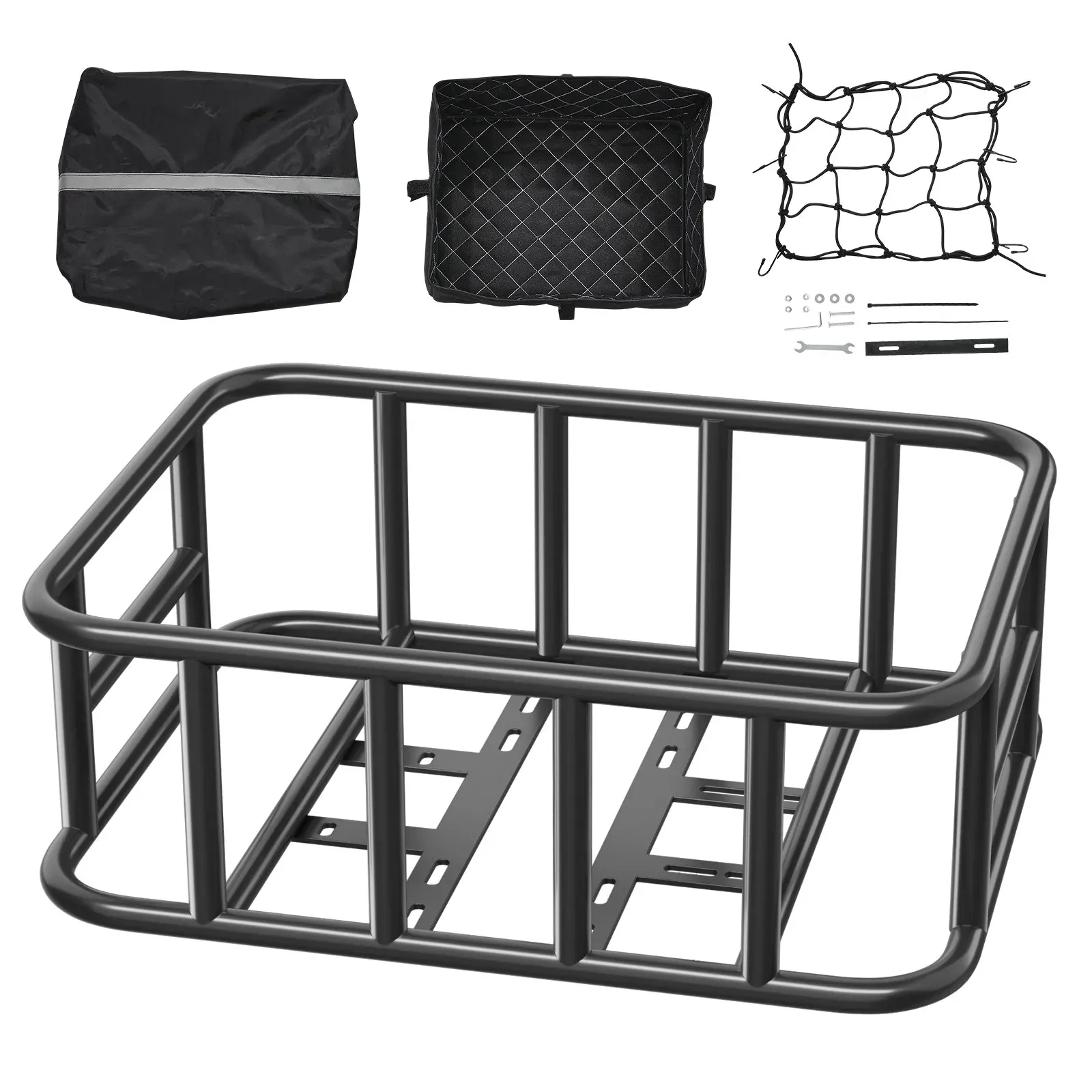 Rear Bike Basket, Medium Bicycle Basket with Cargo Net, Liner & Waterproof view 3