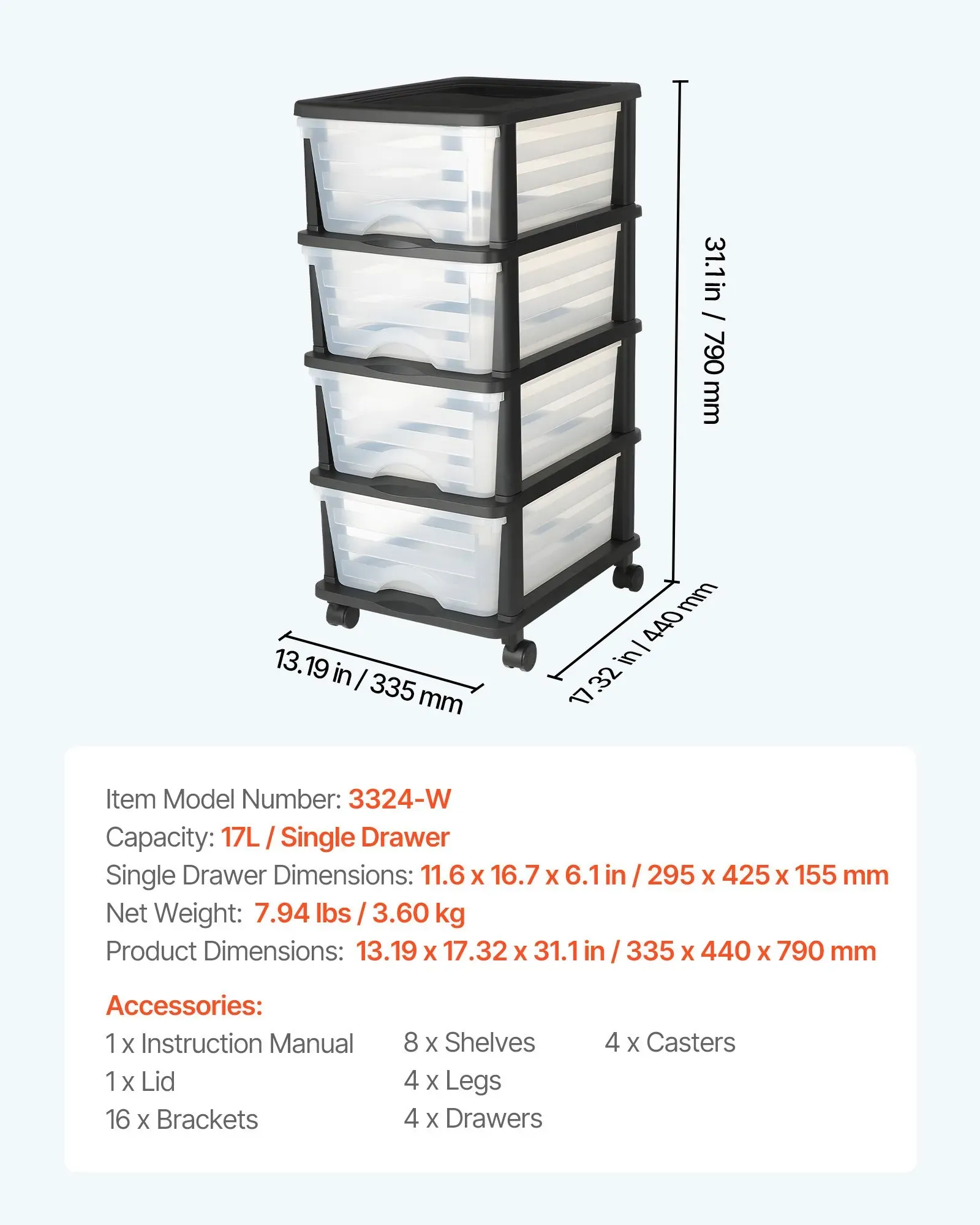 Plastic Storage Drawers Cart view 4
