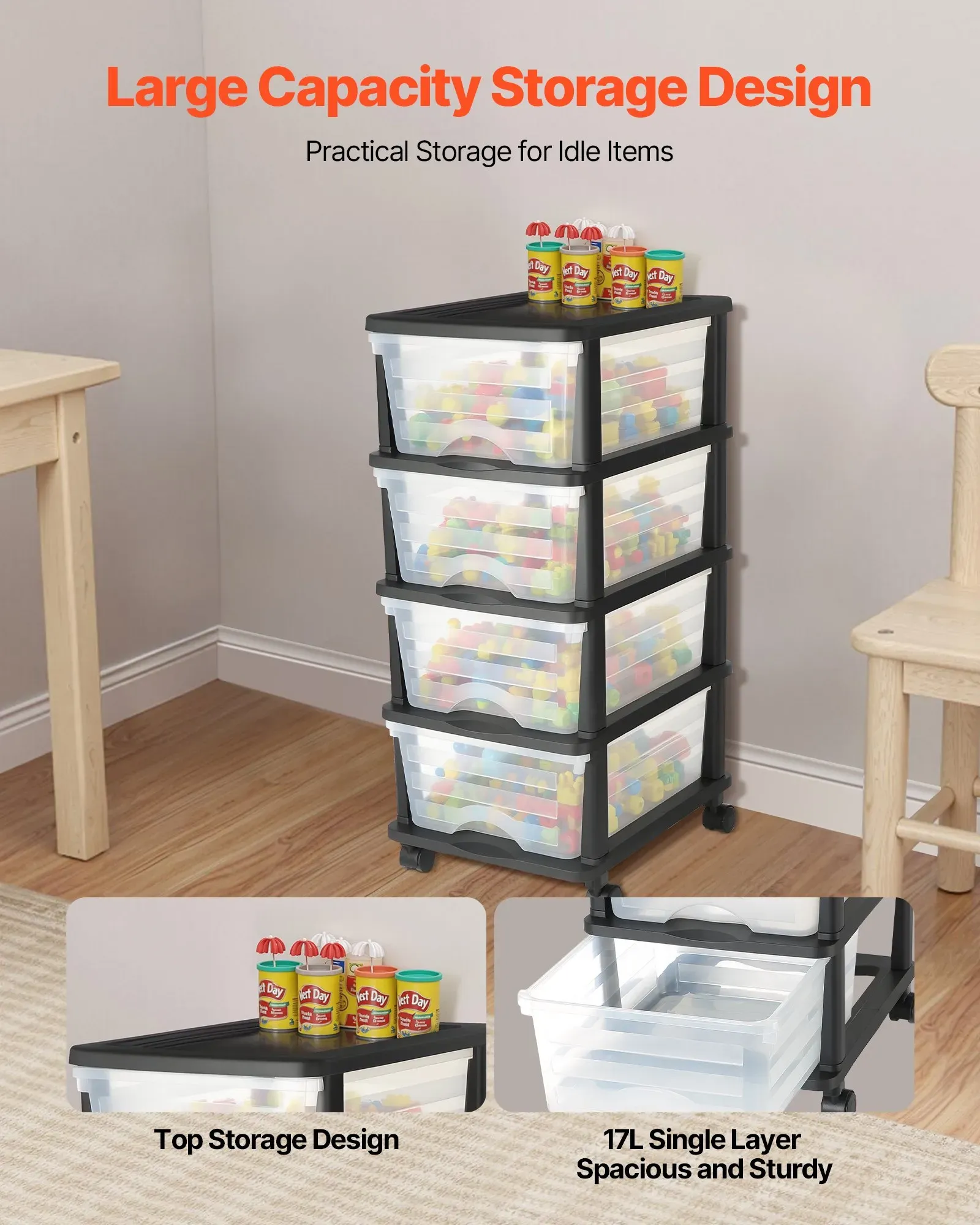Plastic Storage Drawers Cart view 5