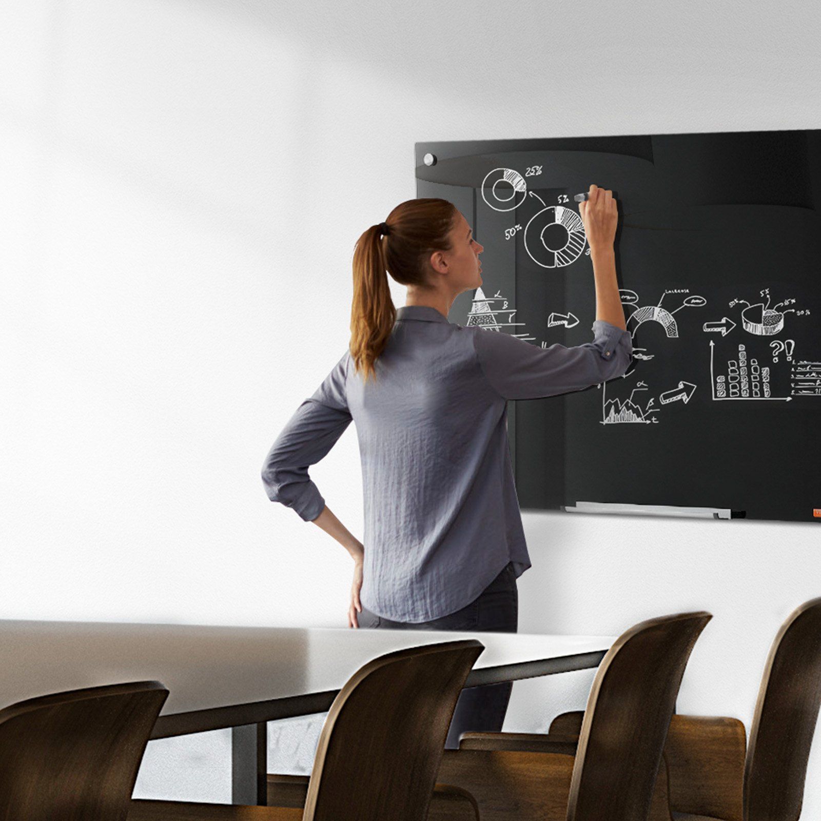 Magnetic Glass Whiteboard 36 x 24 Inch Frameless Dry Erase Board Wall Mounted view 2