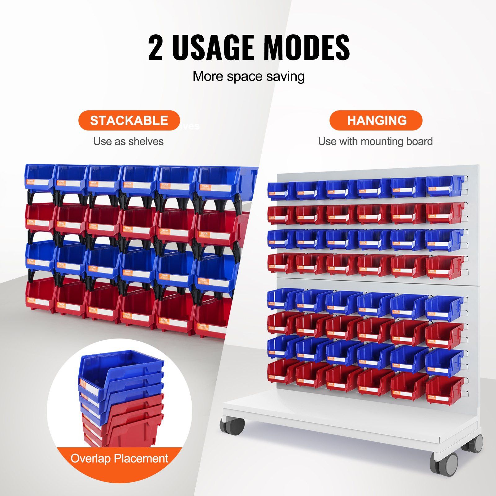 24 Pack Plastic Storage Bins 137 x 105 x 78 mm Hanging Stackable Organizer view 2