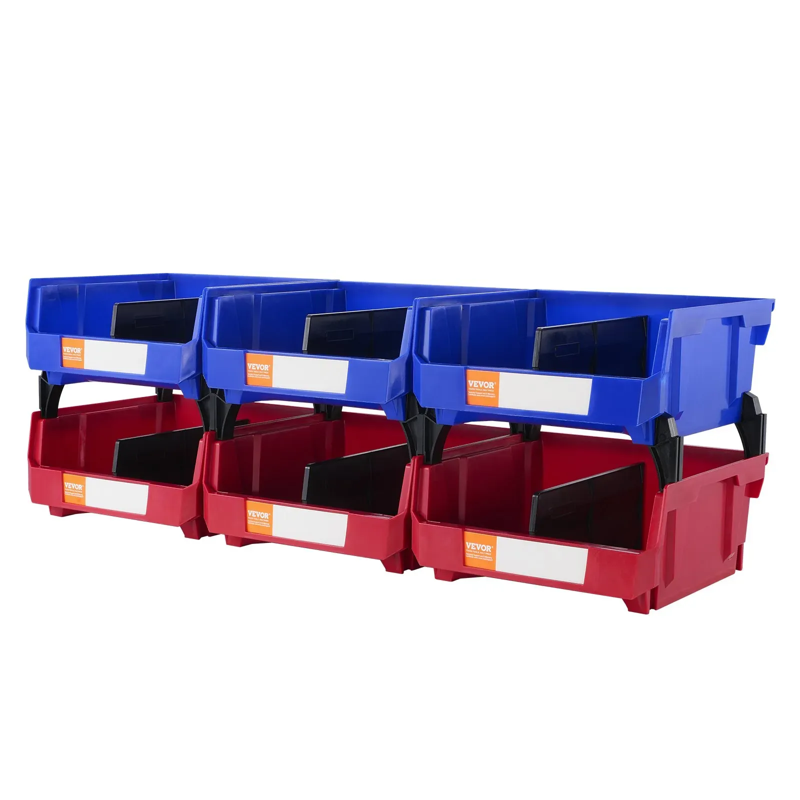 Plastic Storage Bin, (276 mm x 279 mm x 128 mm), Blue/Red, 6-Pack, Kitchen