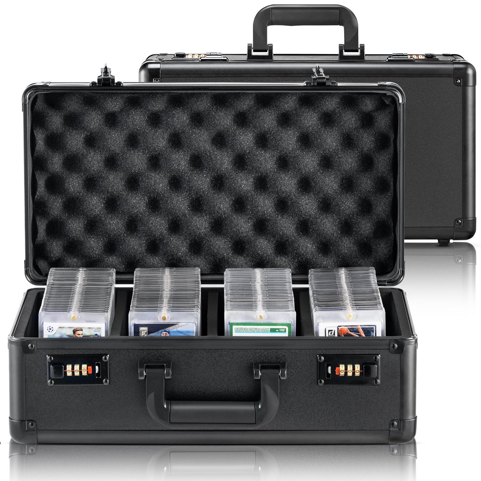 Graded Card Storage Box 4 Slot Coded Lock Carrying Case with Foam Dividers for