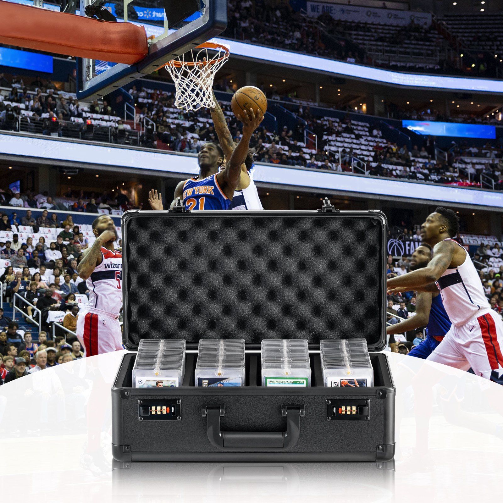 Graded Card Storage Box 4 Slot Lockable Carrying Case with Foam Dividers for view 5