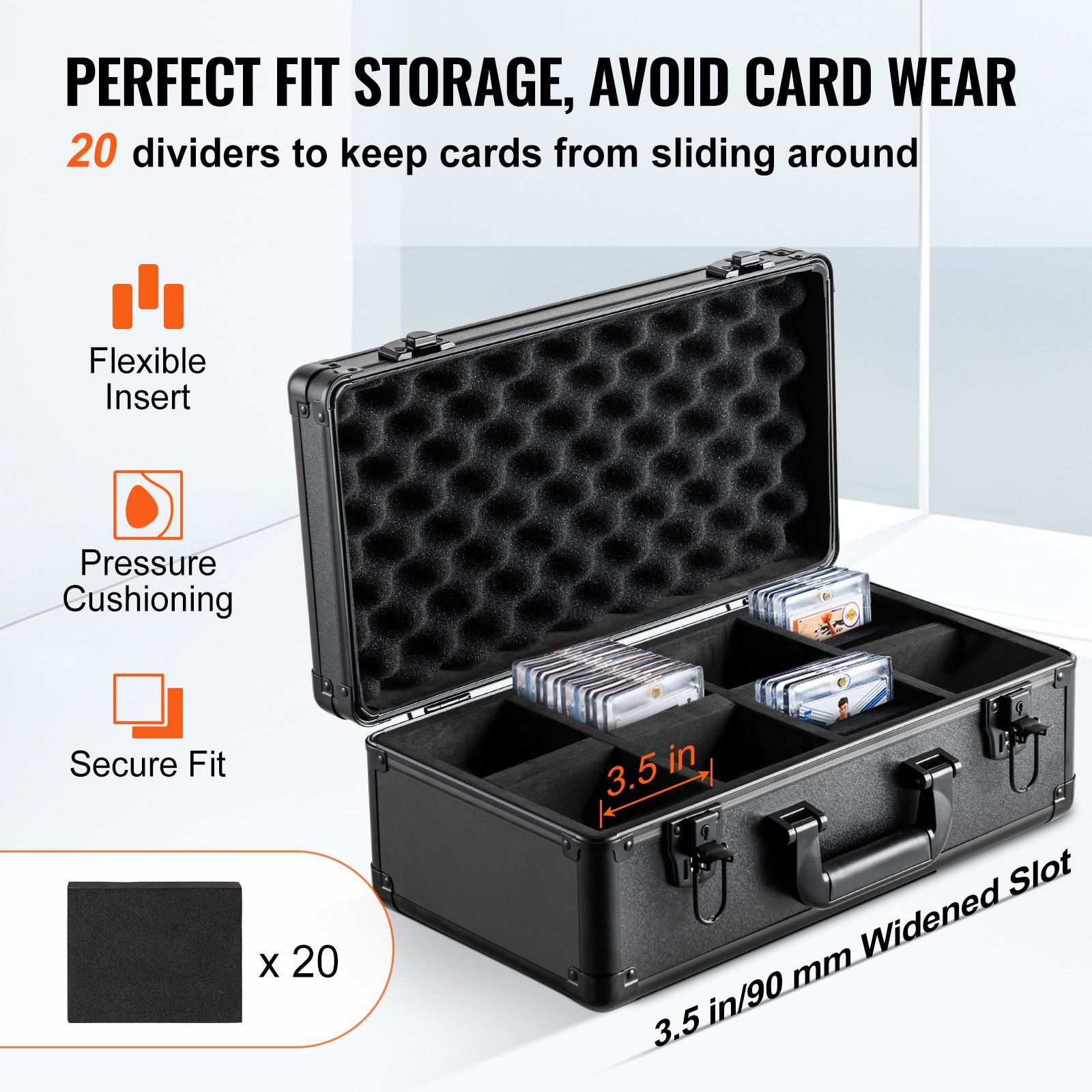 Graded Card Storage Box 4 Slot Key Lock Carrying Case with Foam Dividers for view 2
