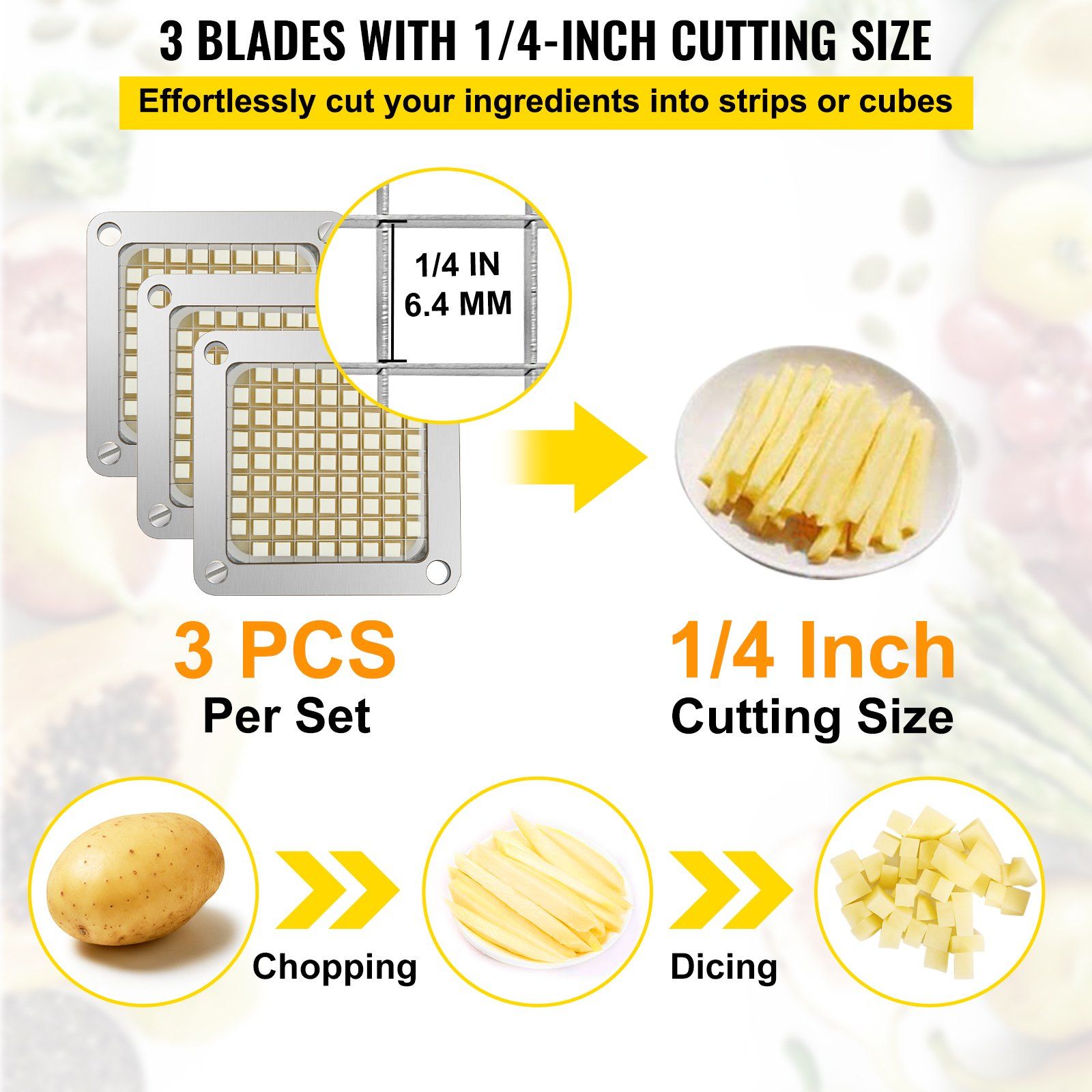 3 Pack 1/4 Inch Replacement Chopper Blade Assembly with 6 Extra Blades view 4