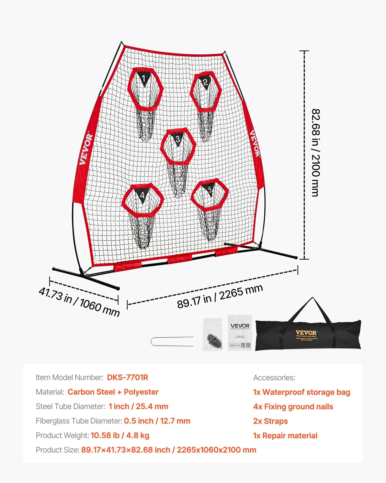 2133.6 x 2133.6mm Football Trainer Throwing Net view 4