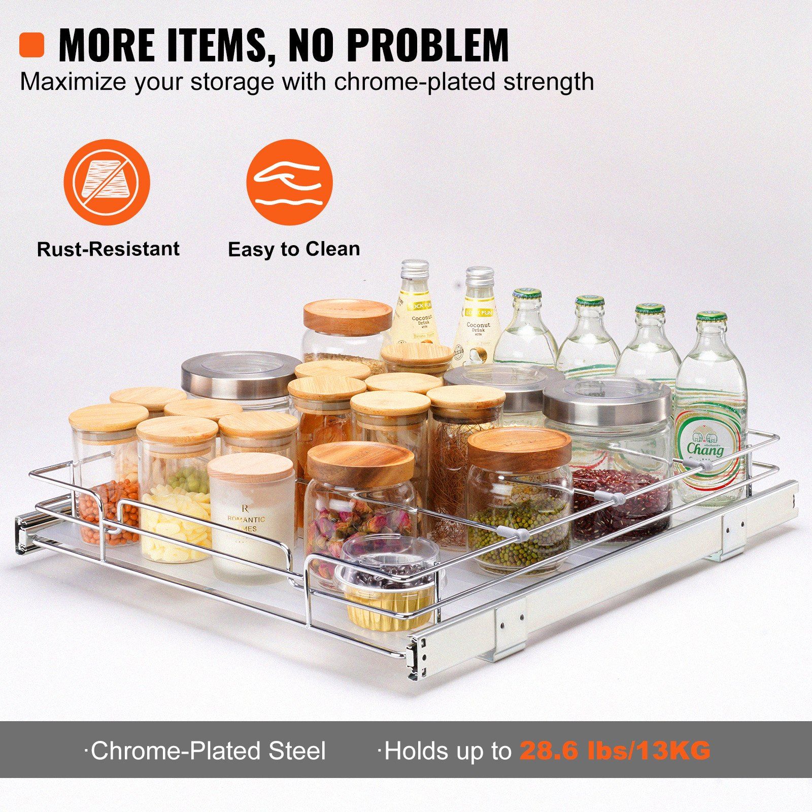 Pull Out Cabinet Organizer 460 x 533 x 85mm Heavy Duty Slide Out Pantry Shelf view 3