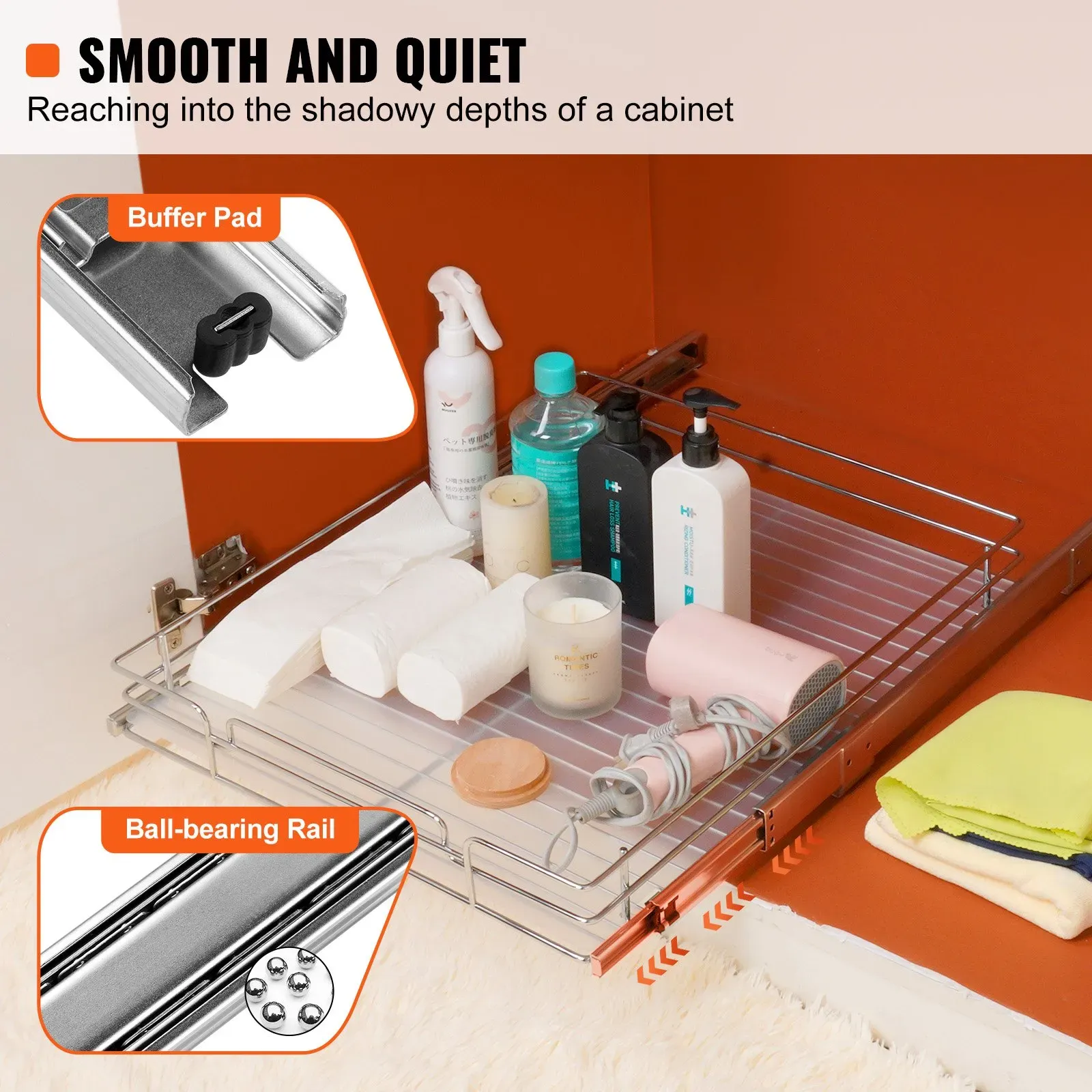 21.5"Wx21"Dx3.5"H Pull Out Cabinet Organizer view 5