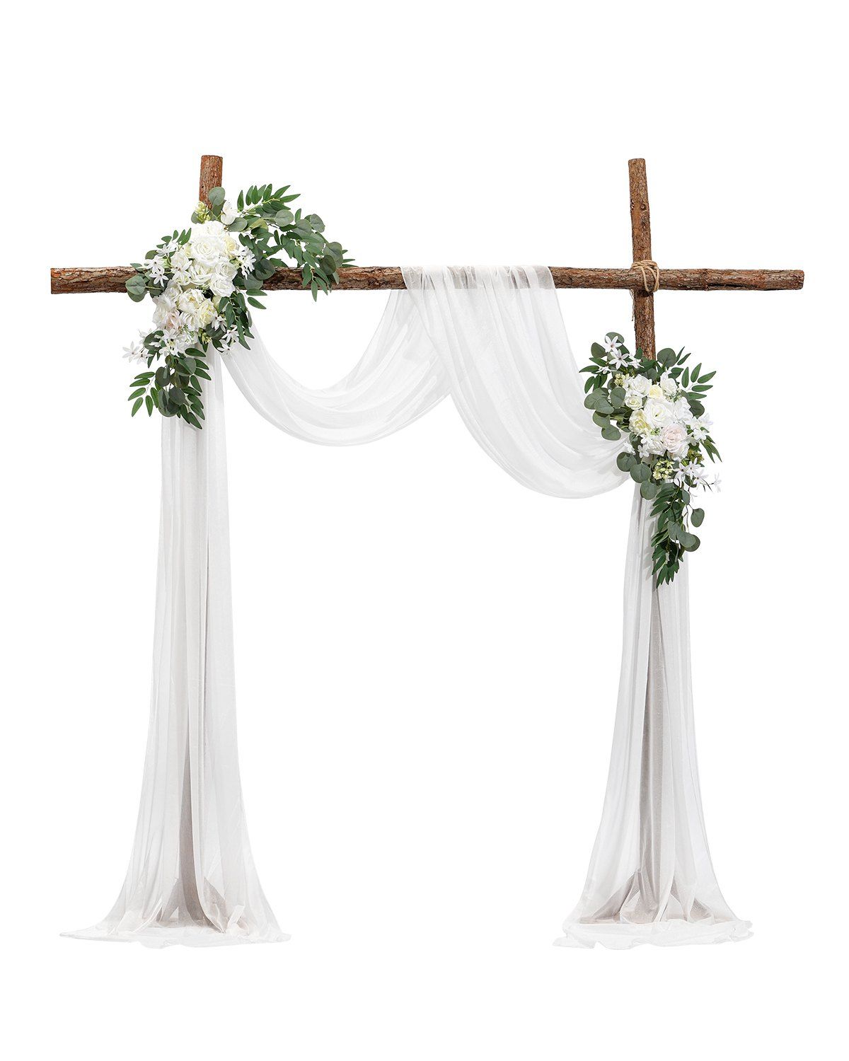 White Artificial Wedding Arch Flower Kit with Sheer Drape (3-Piece Set) - 2 — image 1