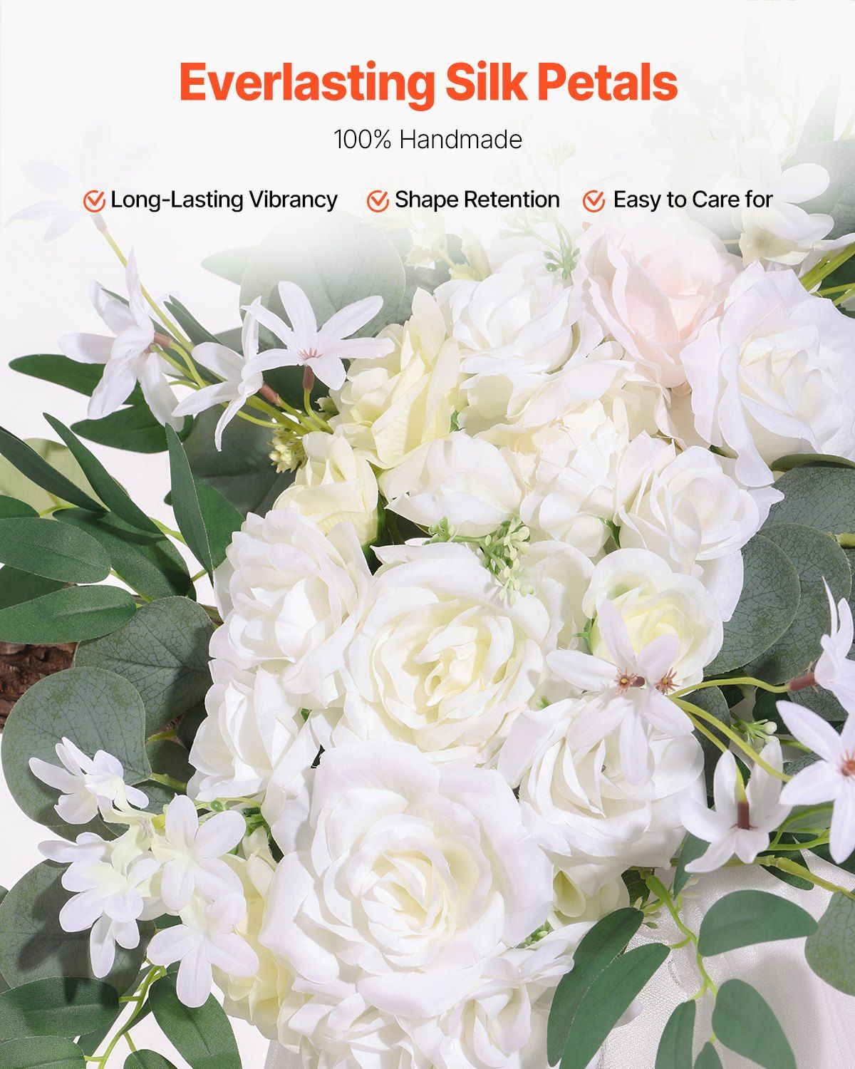 White Artificial Wedding Arch Flower Kit with Sheer Drape (3-Piece Set) - 2 view 4