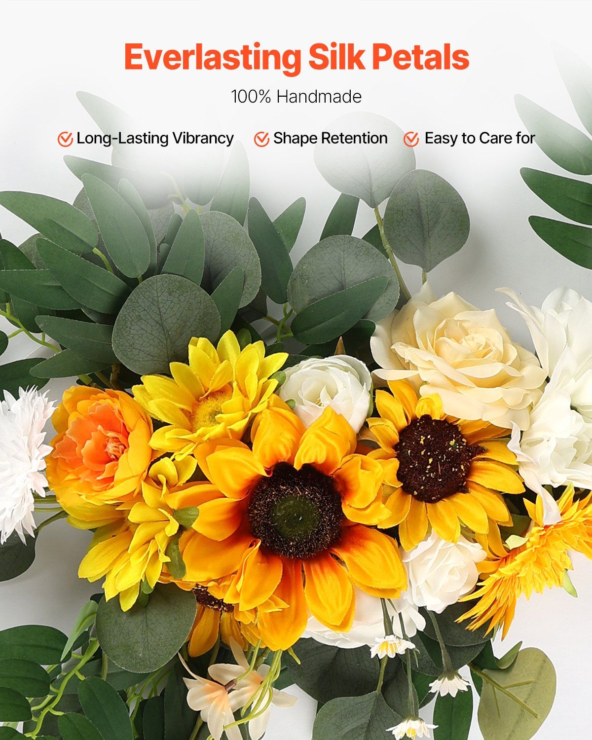 Yellow Artificial Wedding Arch Flower Kit with Sheer Drape (3-Piece Set) - 2 view 4