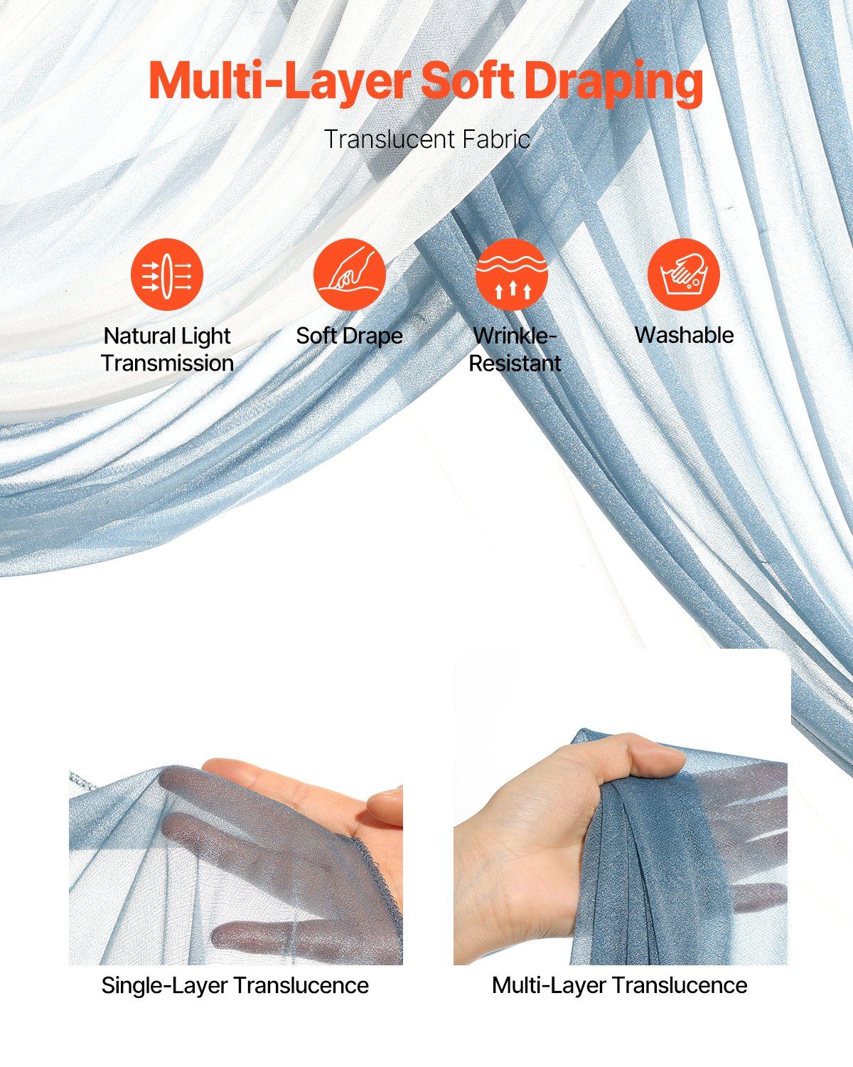 Blue Artificial Wedding Arch Flower Kit with Sheer Drapes (4-Piece Set) - 2 view 3