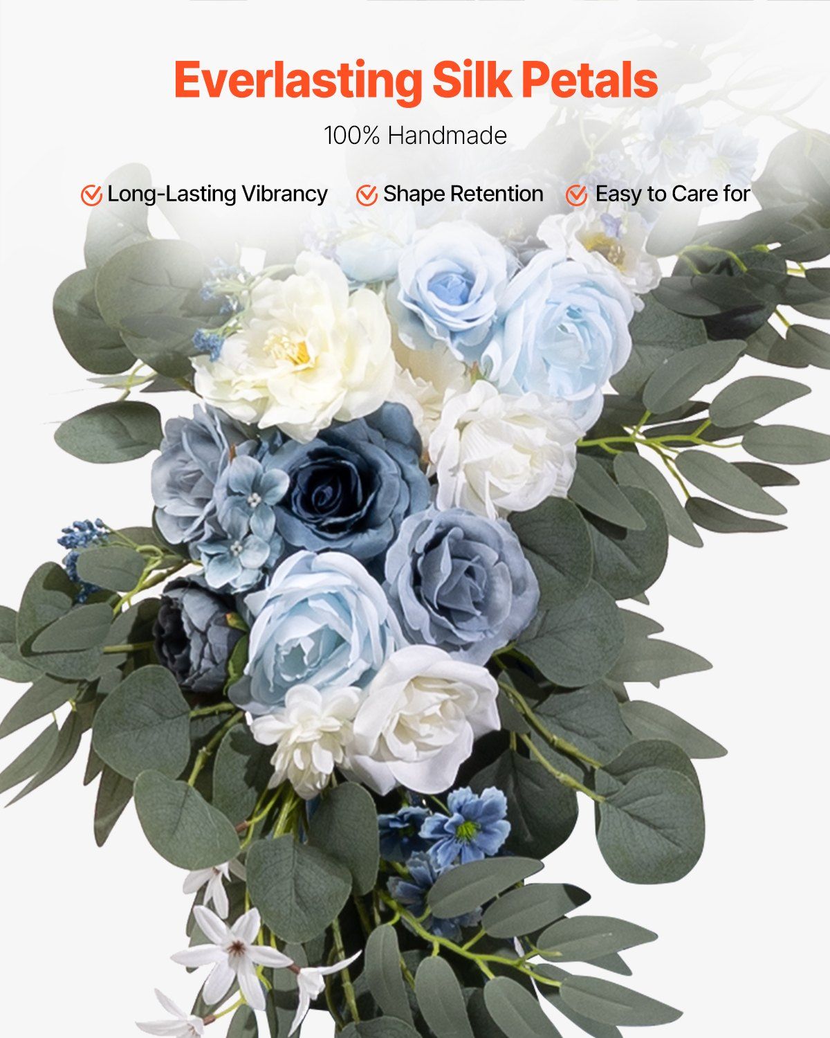 Blue Artificial Wedding Arch Flower Kit with Sheer Drapes (4-Piece Set) - 2 view 4