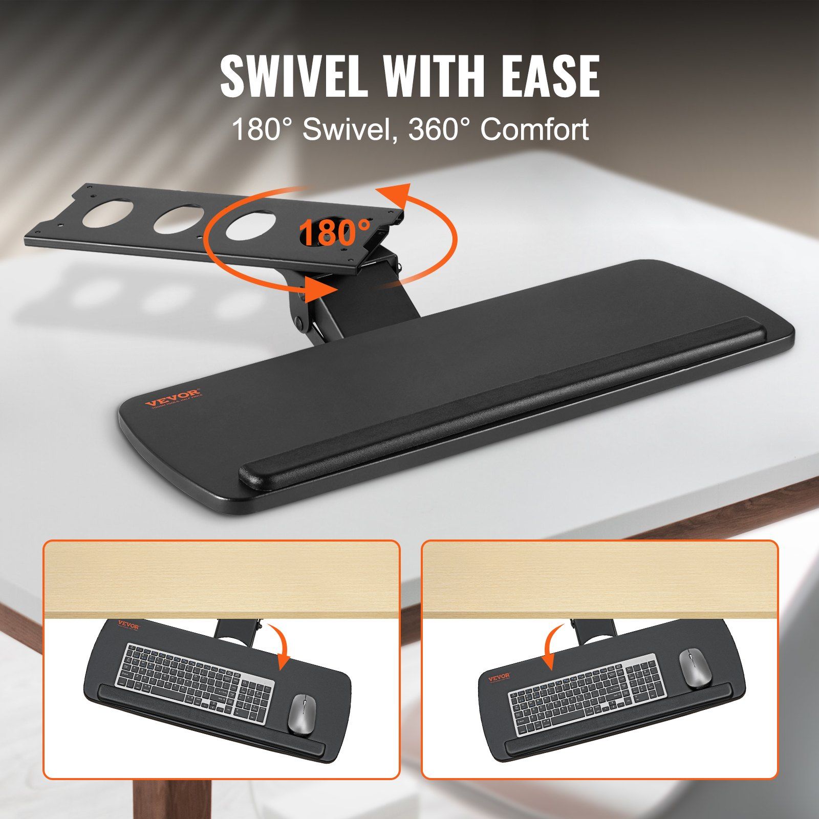 Keyboard Tray under Desk Adjustable Height and Angle Slide Out Keyboard Holder view 3
