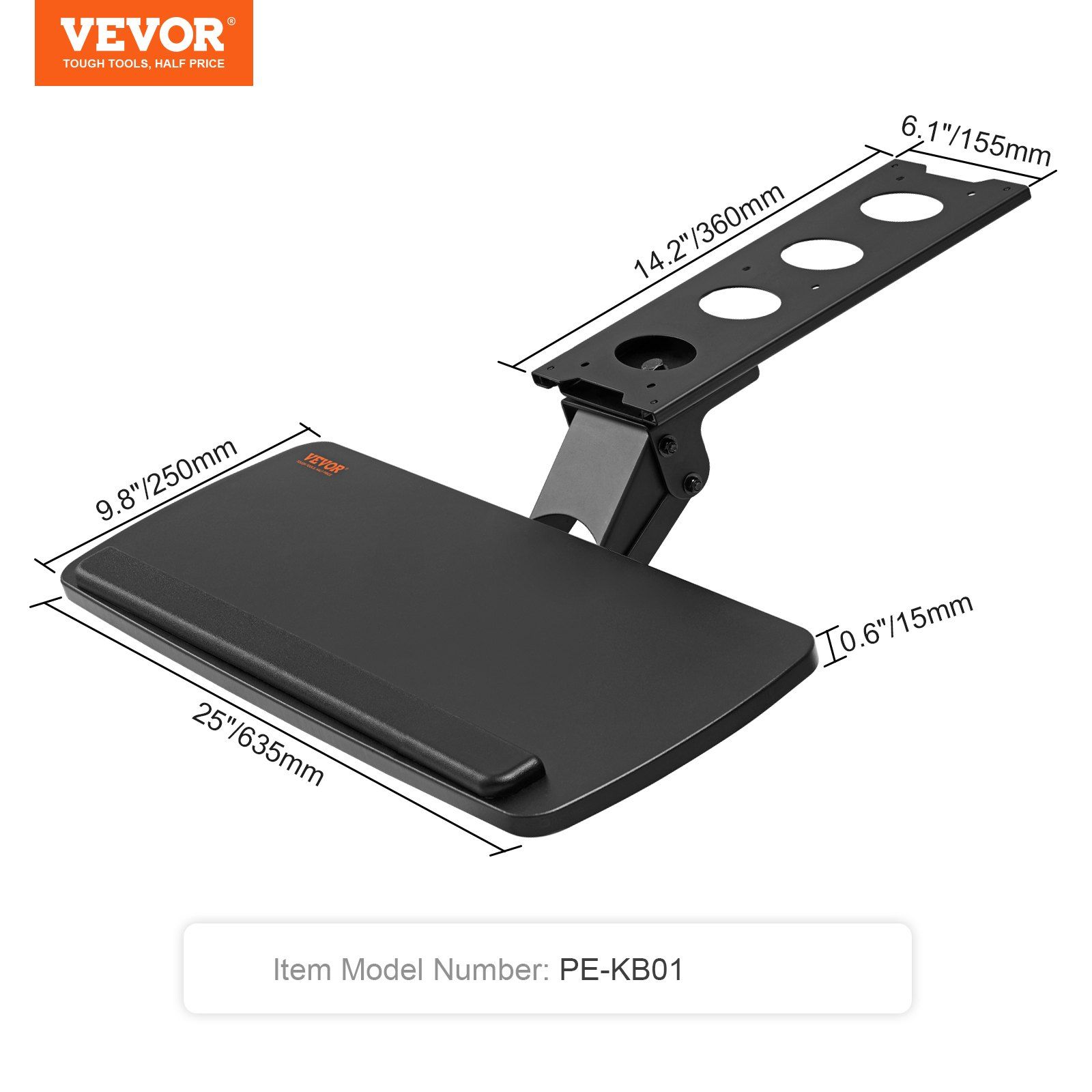 Keyboard Tray under Desk Adjustable Height and Angle Slide Out Keyboard Holder view 4