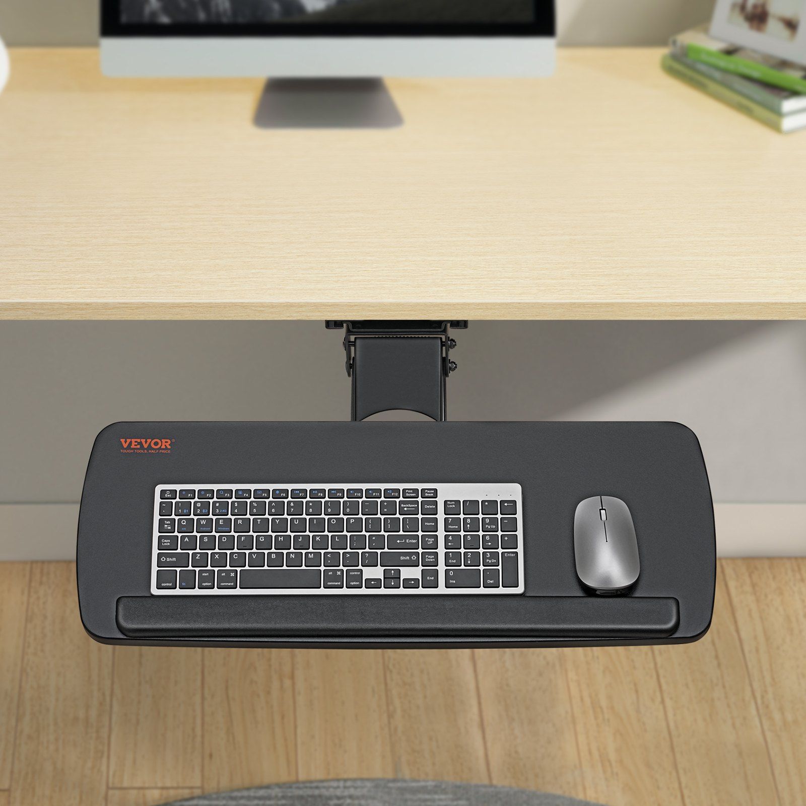 Keyboard Tray under Desk Adjustable Height and Angle Slide Out Keyboard Holder view 5