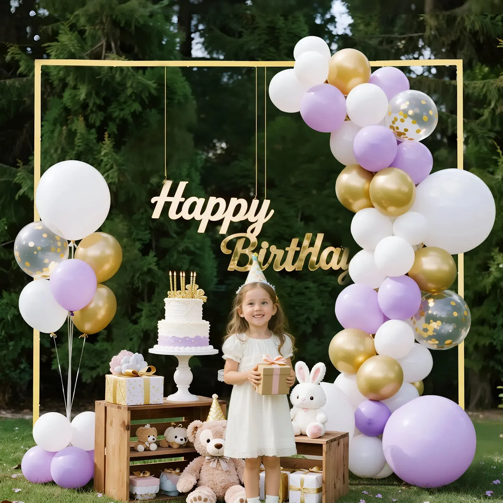 Arch Backdrop Stand, 2.4 x 2.4 m, Stable Structure, Easy Assembly, Birthday view 4