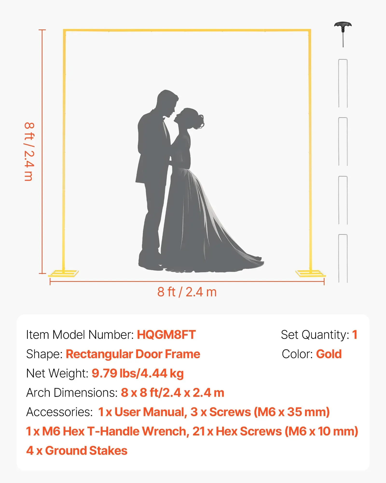 Arch Backdrop Stand, 2.4 x 2.4 m, Stable Structure, Easy Assembly, Birthday view 5