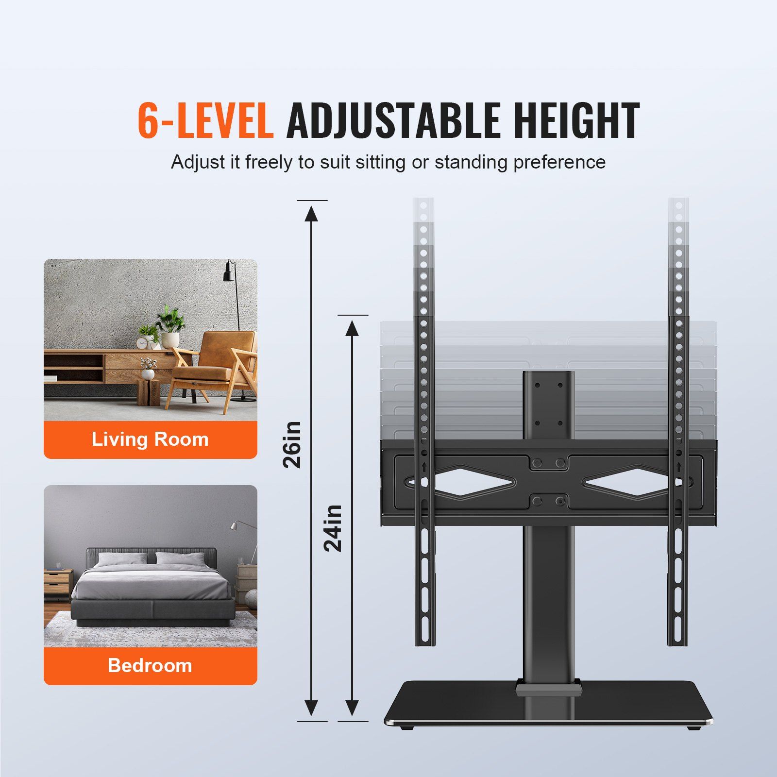 TV Stand Mount, Swivel Universal TV Stand for 32 to 55 inch TVs, Living Room view 2