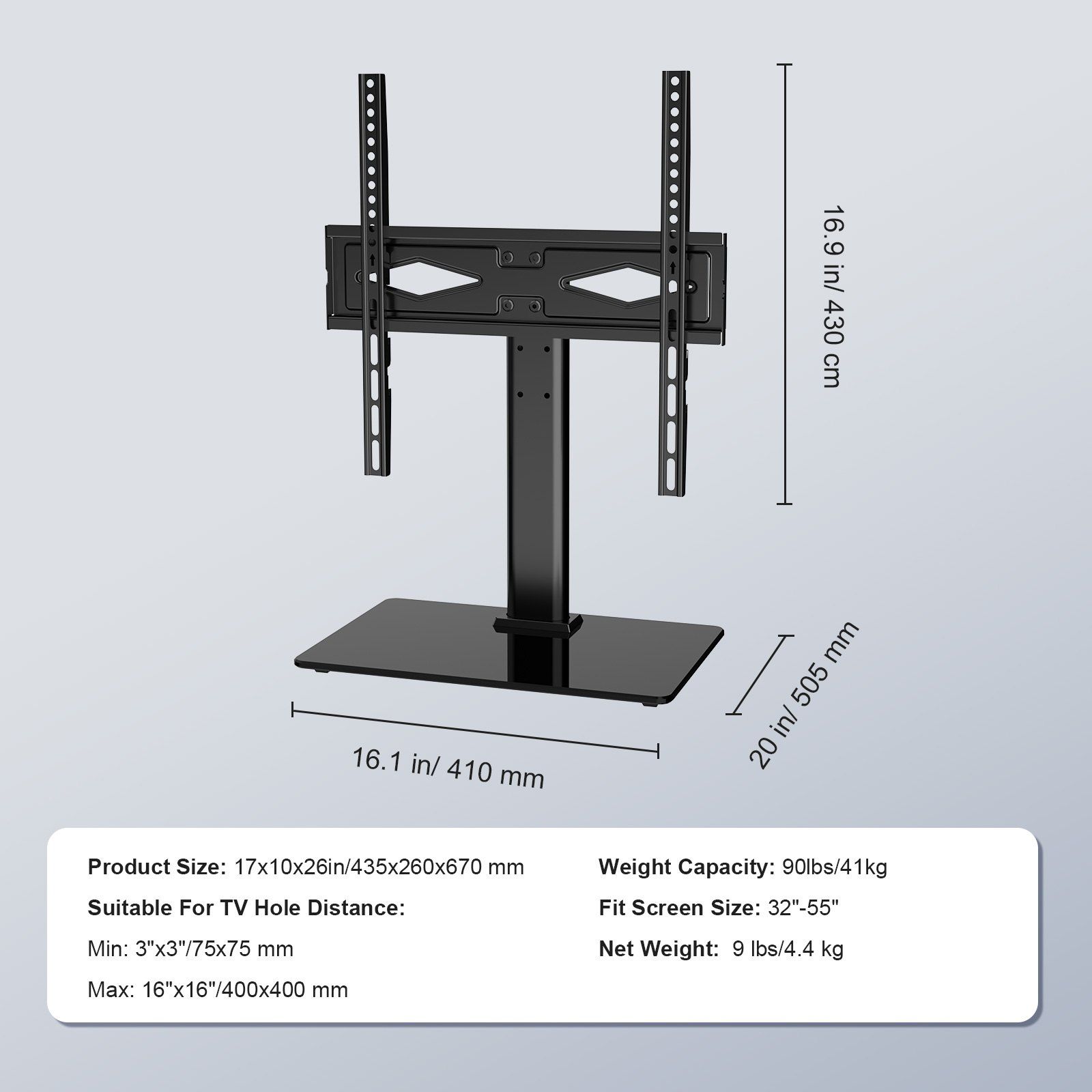 TV Stand Mount, Swivel Universal TV Stand for 32 to 55 inch TVs, Living Room view 4