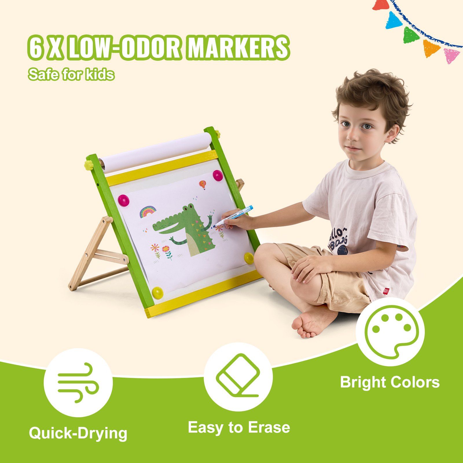 Easel Accessory Set, 32 PCS Kid's Art Easel Painting Kit Including Chalks view 4