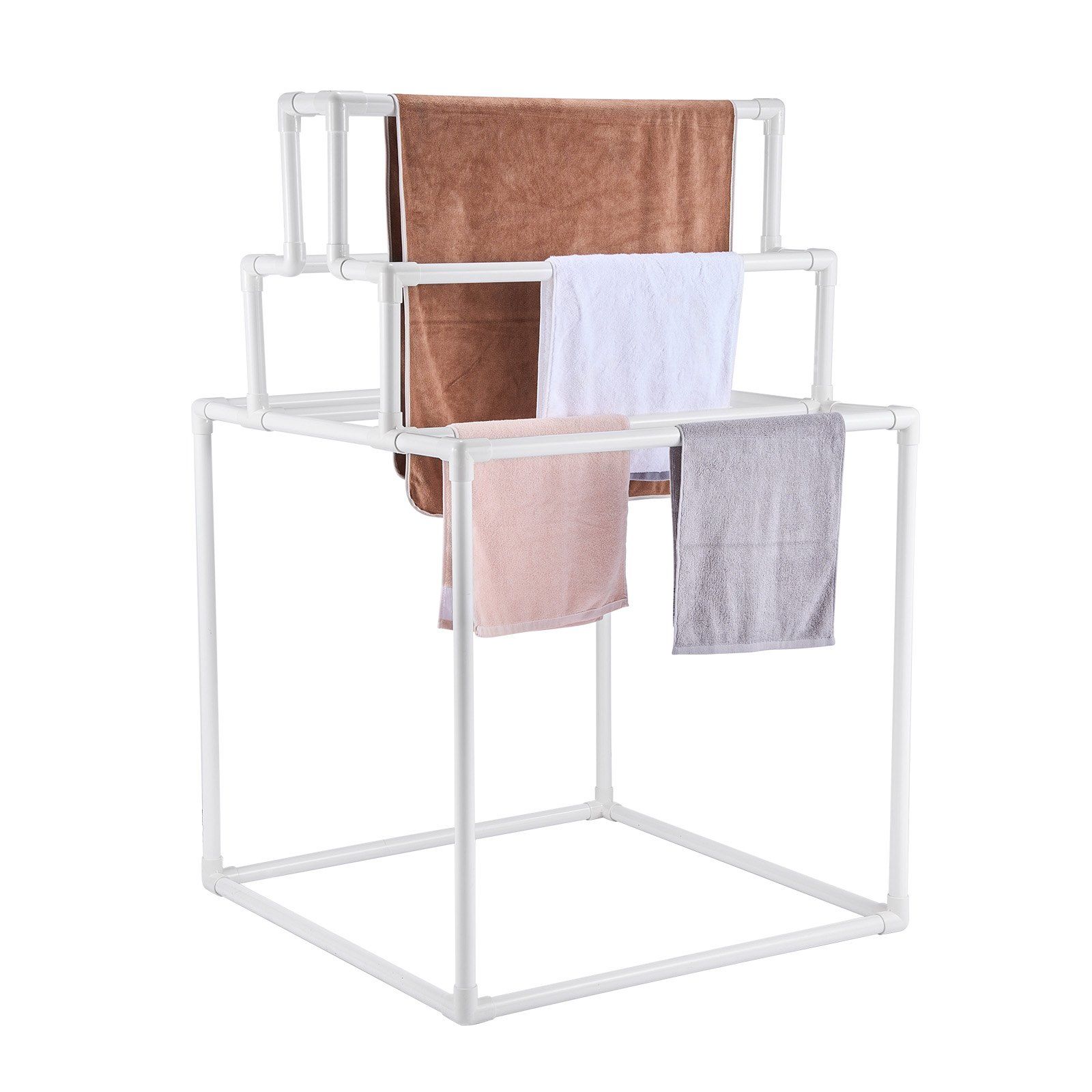 8 Bar Freestanding PVC Towel Rack Outdoor Pool Towel Holder Stand for Hot Tub view 3