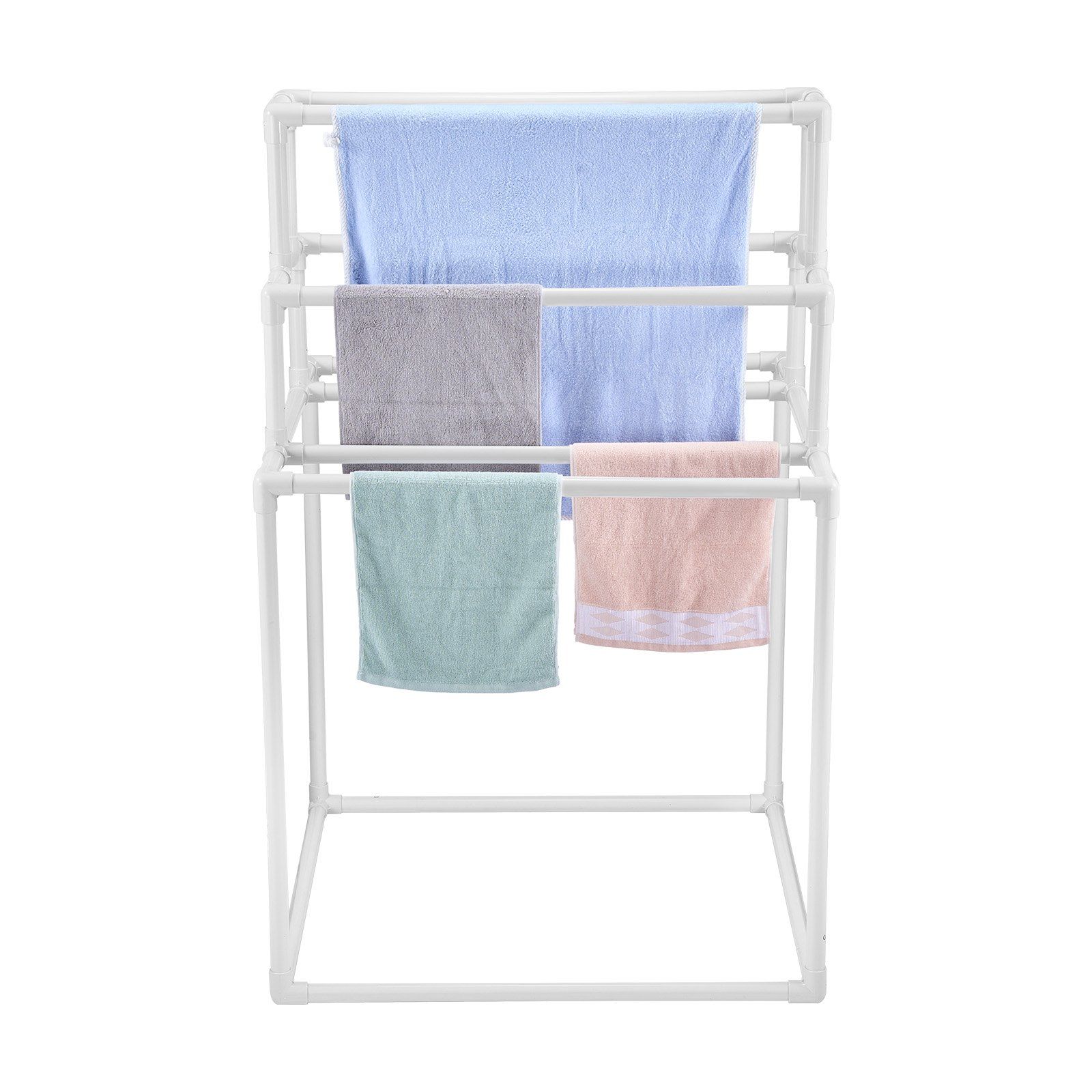 8 Bar Freestanding PVC Towel Rack Outdoor Pool Towel Holder Stand for Hot Tub view 4