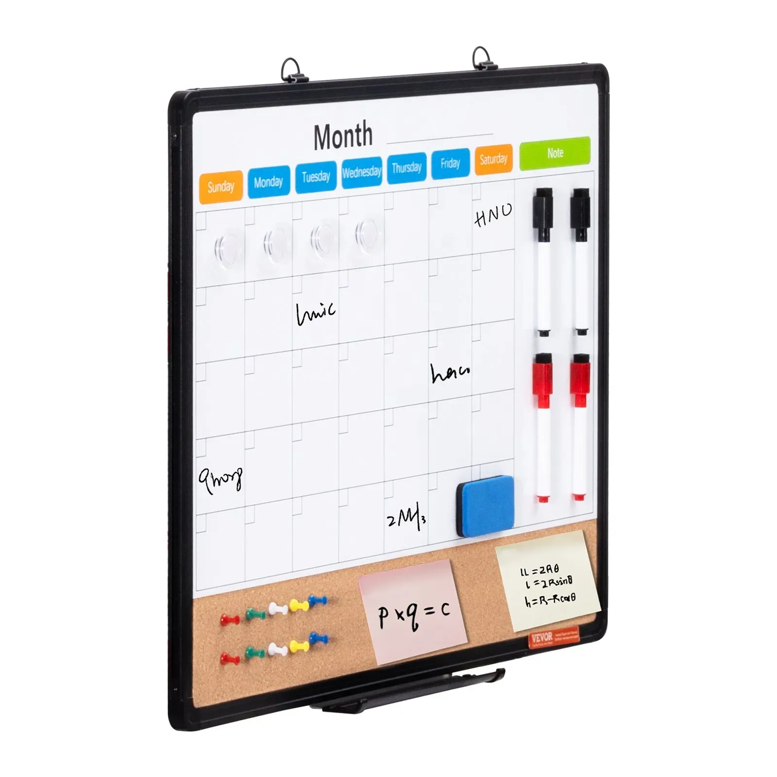 24x 18 Monthly Calendar Whiteboard & Cork Board Combo with Aluminum Frame view 2