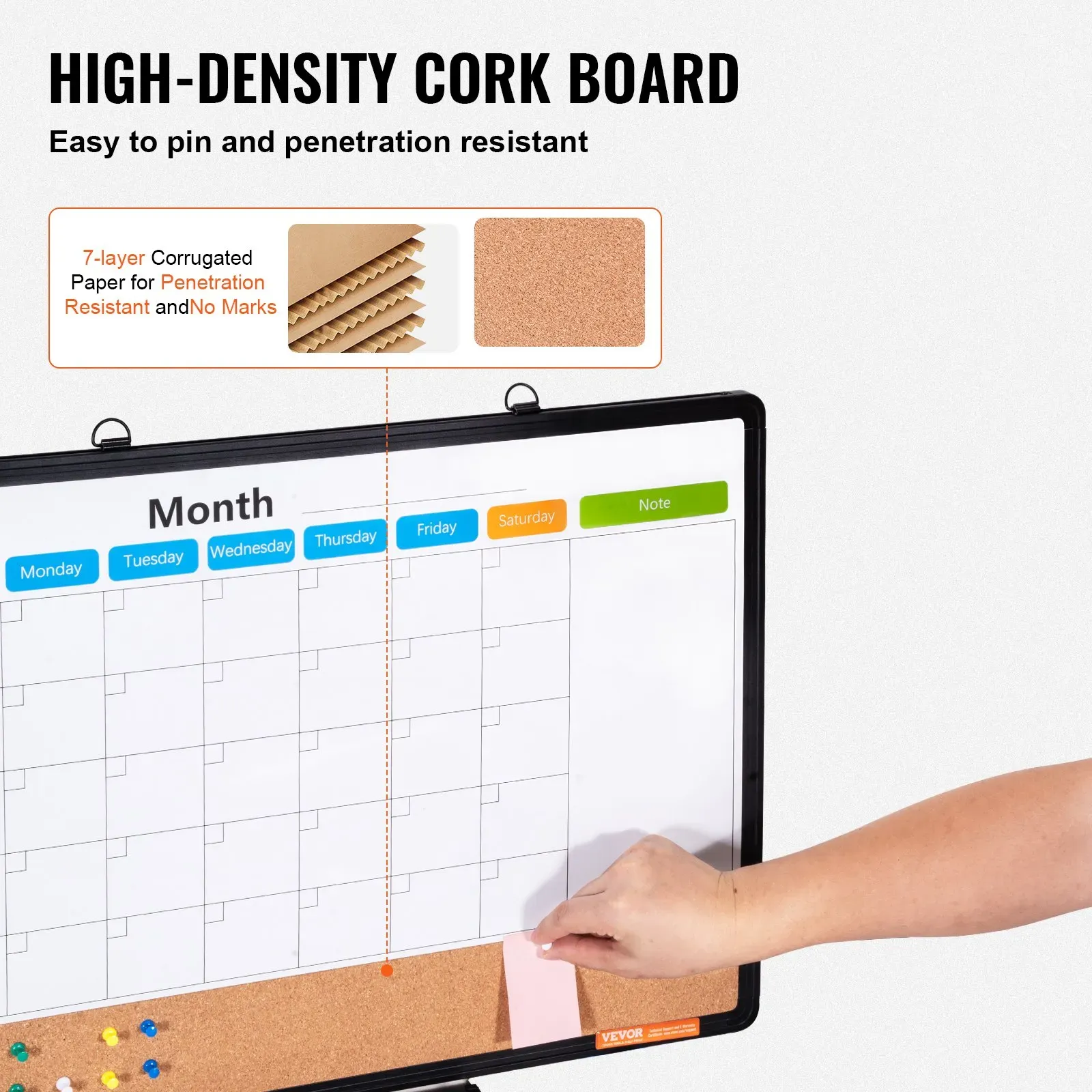 24x 18 Monthly Calendar Whiteboard & Cork Board Combo with Aluminum Frame view 4