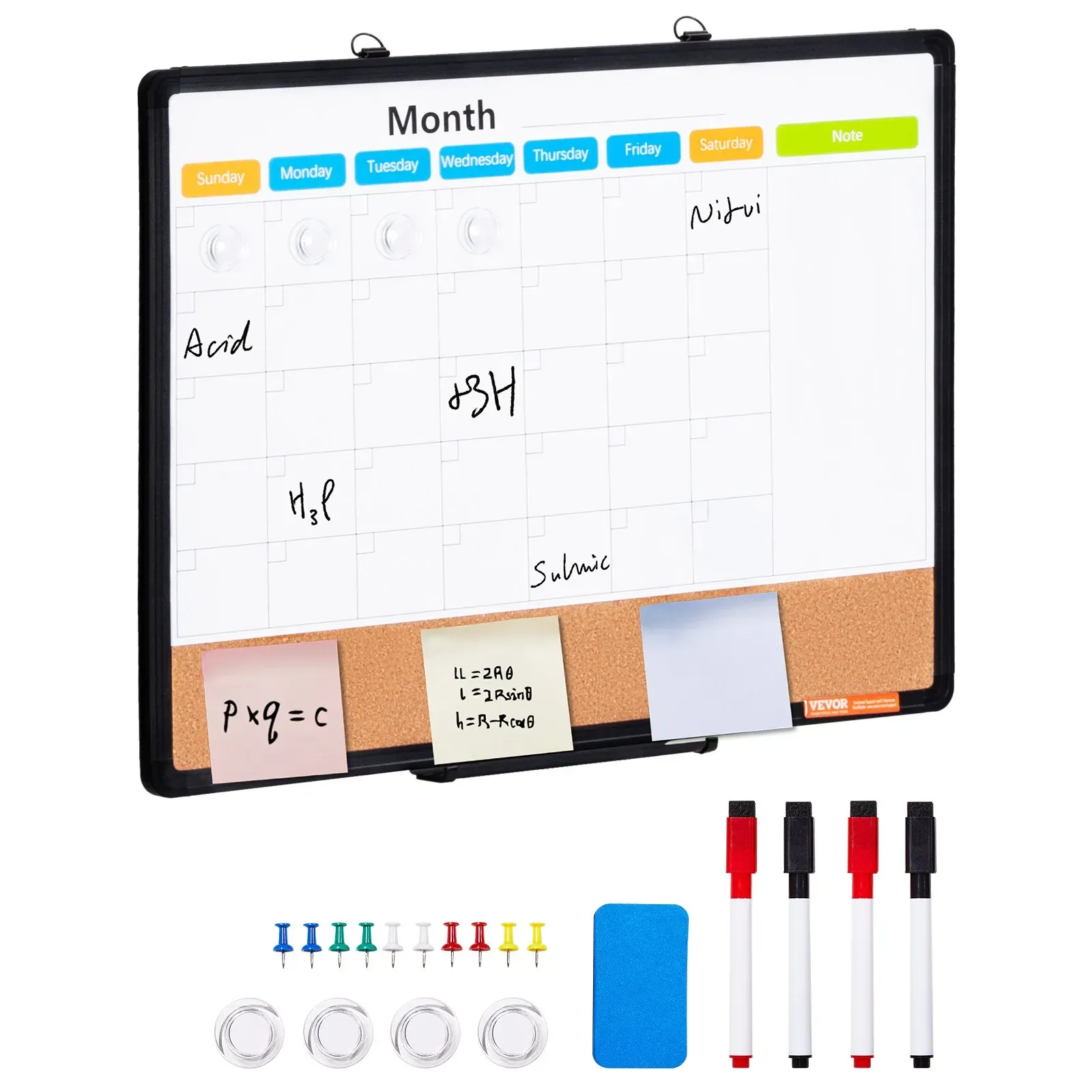 24x 18 Monthly Calendar Whiteboard & Cork Board Combo with Aluminum Frame view 5