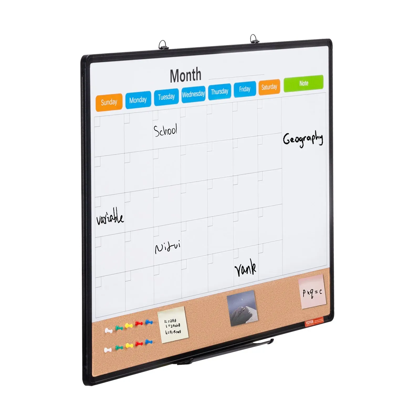 36x 24 Monthly Calendar Whiteboard & Cork Board Combo with Aluminum Frame view 2
