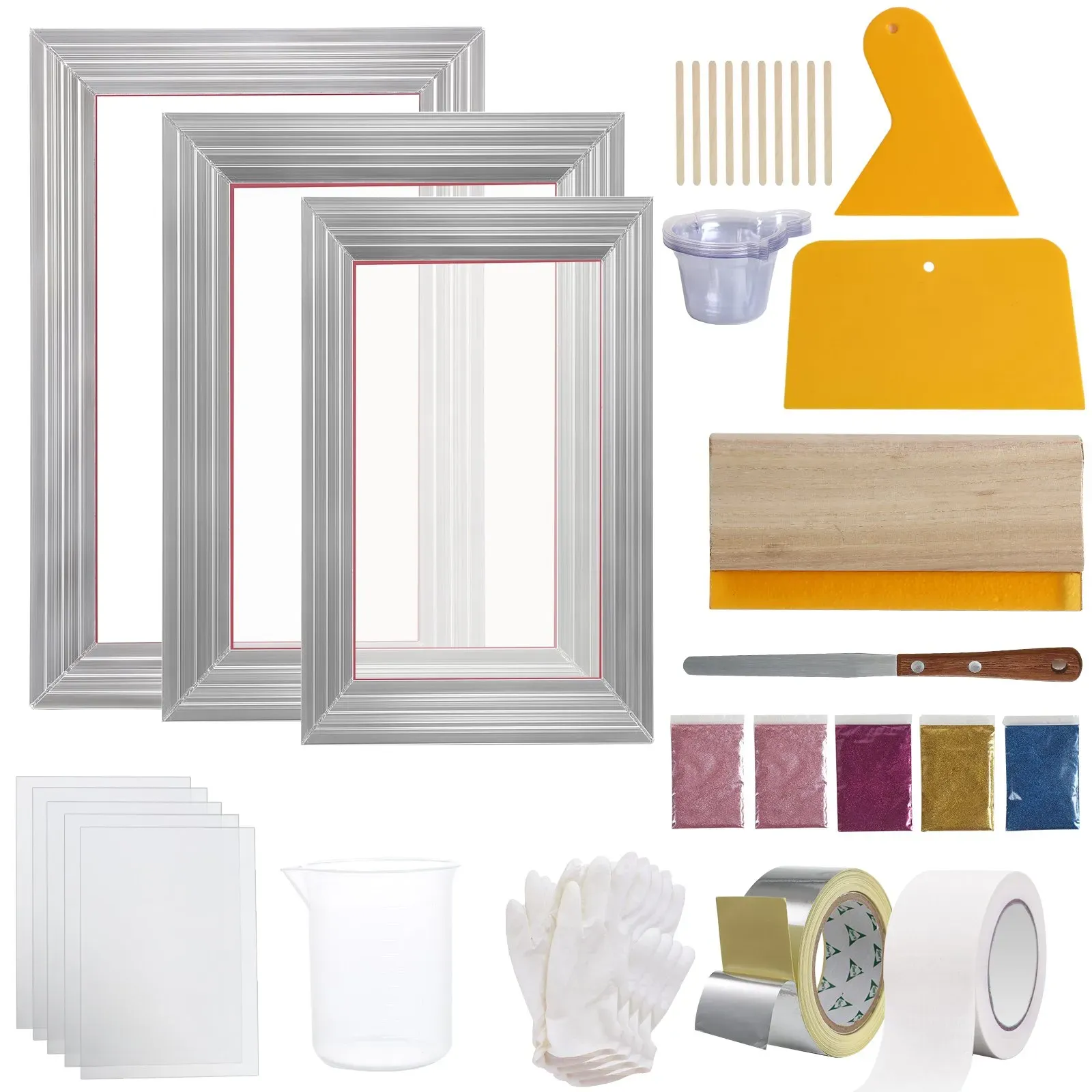 Screen Printing Kit, 5 Glitters and Screen Printing Squeegees and Transparency view 4