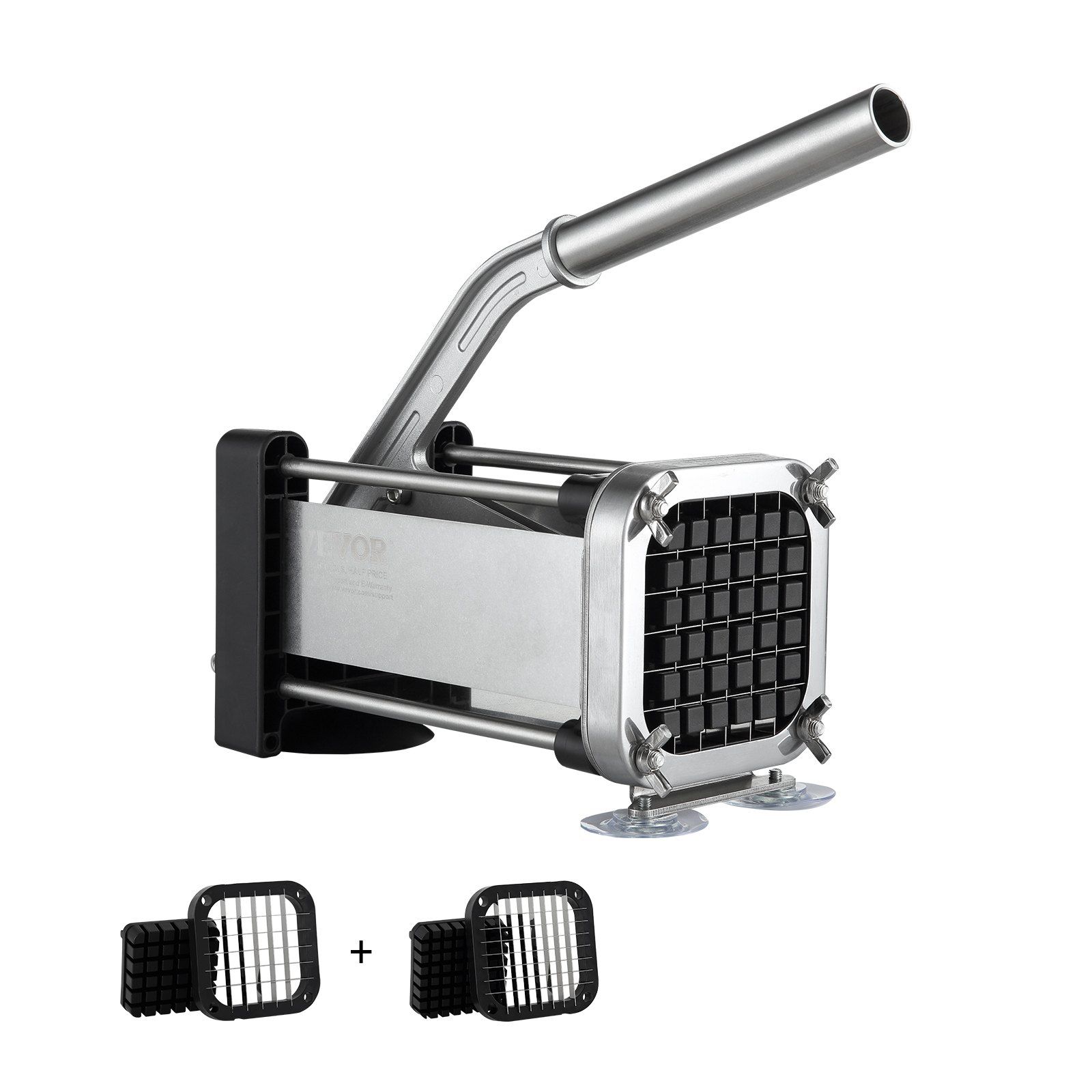 French Fry Cutter Manual Potato Slicer with 1/2 Inch & 3/8 Inch Stainless