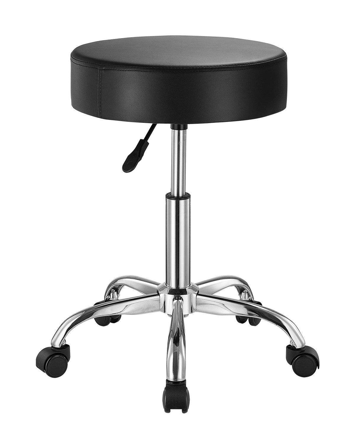 Leather Rolling Stool with Wheels