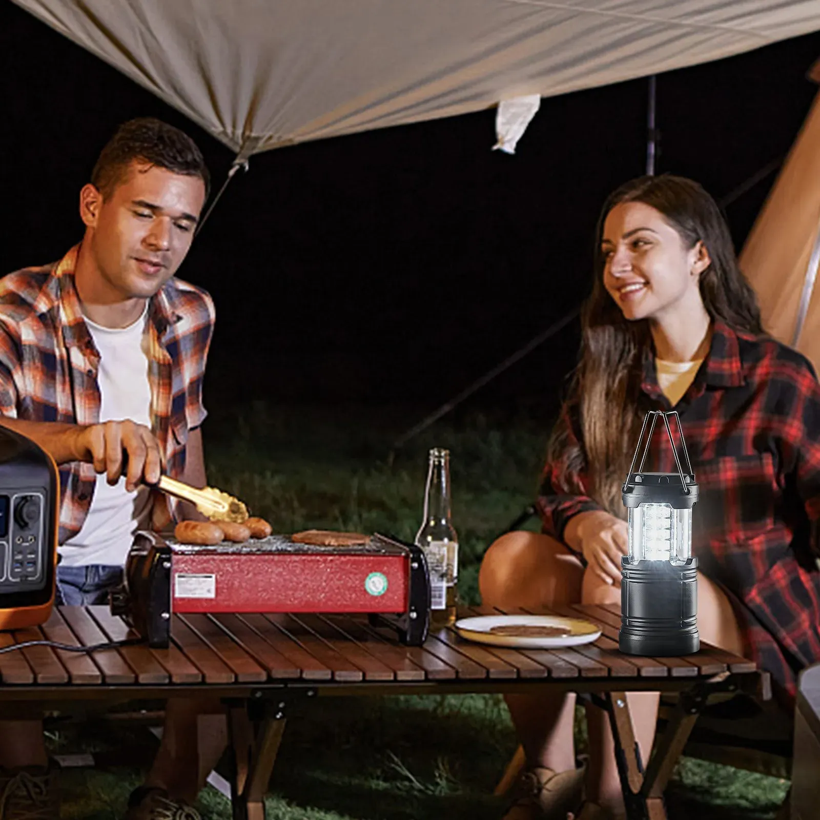 LED Camping Lanterns, 4 Pack, Magnetic Base, Battery Powered Lights view 3