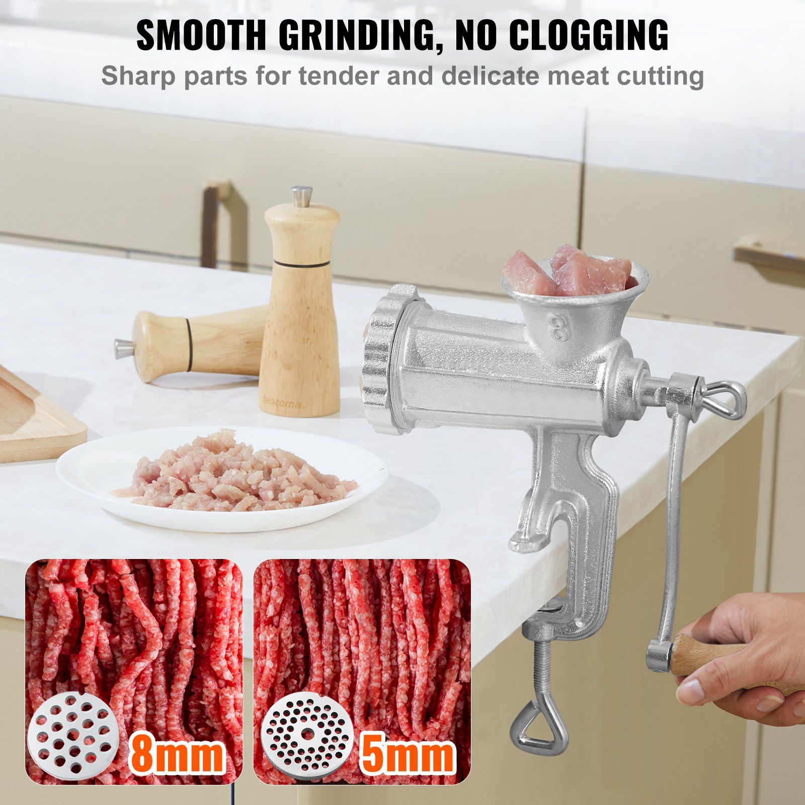 Manual Meat Grinder, Meat Mincer Sausage Maker with 1 Cutting Blade, 3 Sausage view 2