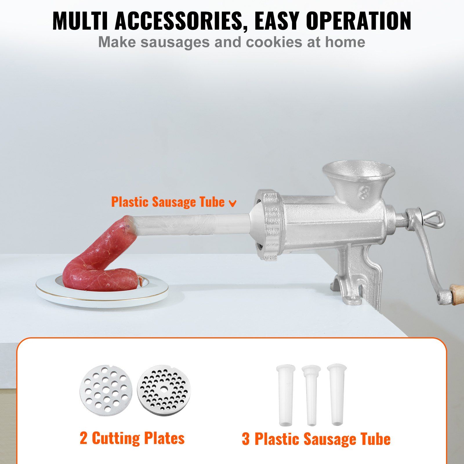 Manual Meat Grinder, Meat Mincer Sausage Maker with 1 Cutting Blade, 3 Sausage view 4
