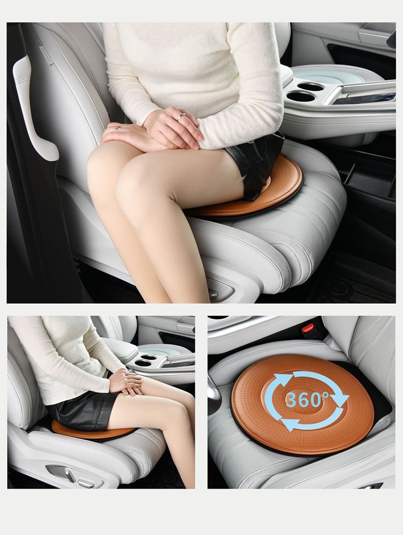 Coffee 360 Degree Rotating Car Seat Cushion - 53cm Nano Tech Swivel Mobility view 6