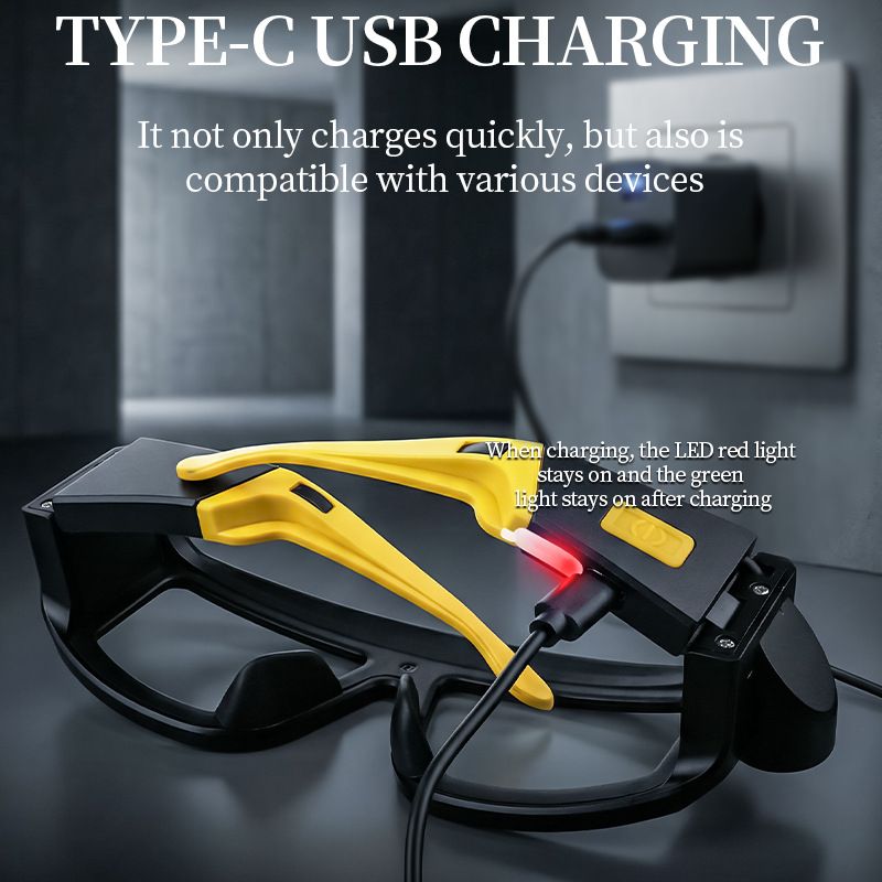LED Glasses Light Rechargeable USB-C - Blue Hands-Free COB and Dual XTE Headlamp view 6