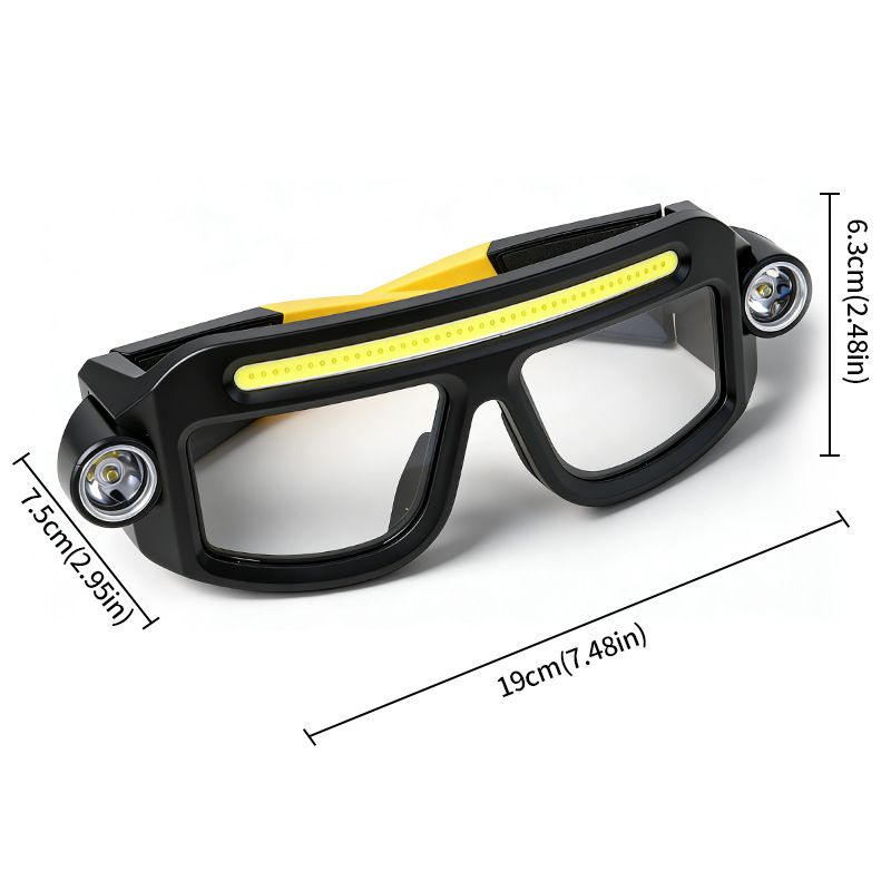 LED Glasses Light Rechargeable USB-C - Blue Hands-Free COB and Dual XTE Headlamp view 9