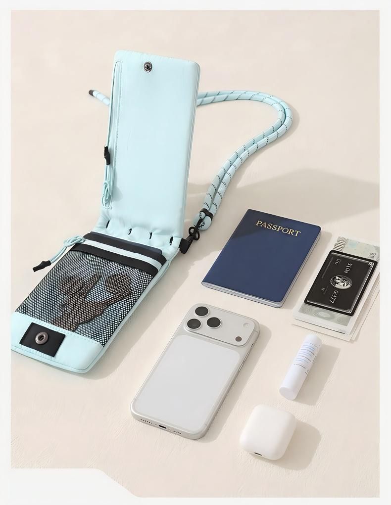 Blue Crossbody Phone Bag - Compact Travel Wallet with Large Capacity Multi view 2