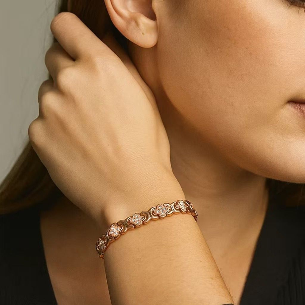 3-Pack 13cm Clover Magnetic Bracelet Set – Rose Gold/Gold/Silver Tone view 5