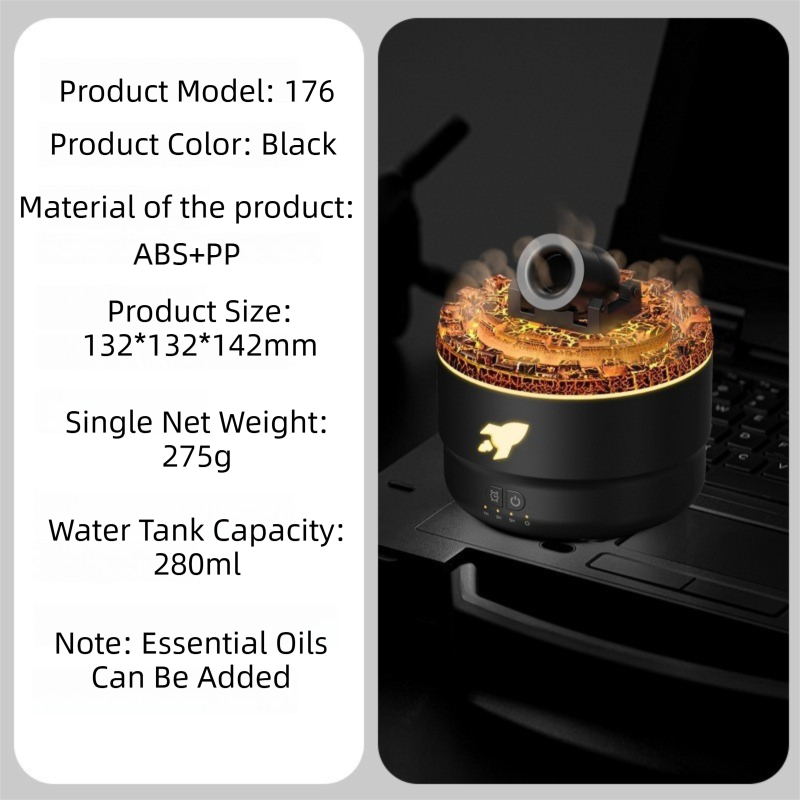 176 Black Simulation Turret Diffuser & Humidifier - Smart Timer Ultrasonic view 2