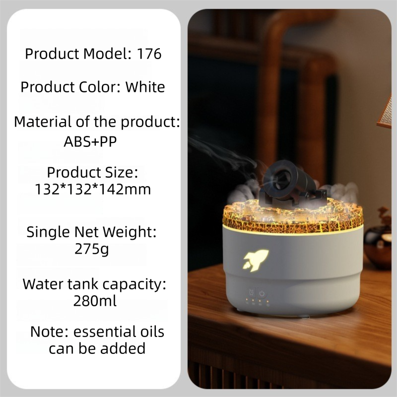 176 White Simulation Turret Diffuser & Humidifier - Smart Timer Ultrasonic view 2
