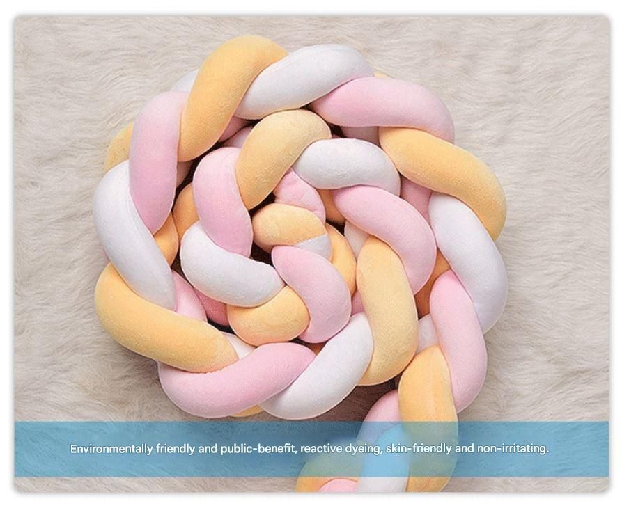 Green 2M Nordic 3-Strand Hand-Braided Knot Long Pillow - Soft Plush Sofa Cushion view 3