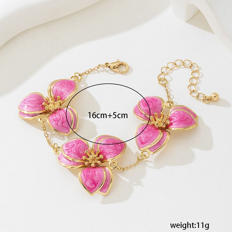 White Floral Enamel Jewelry Set – Five-Piece Alloy Accessory Collection with view 3